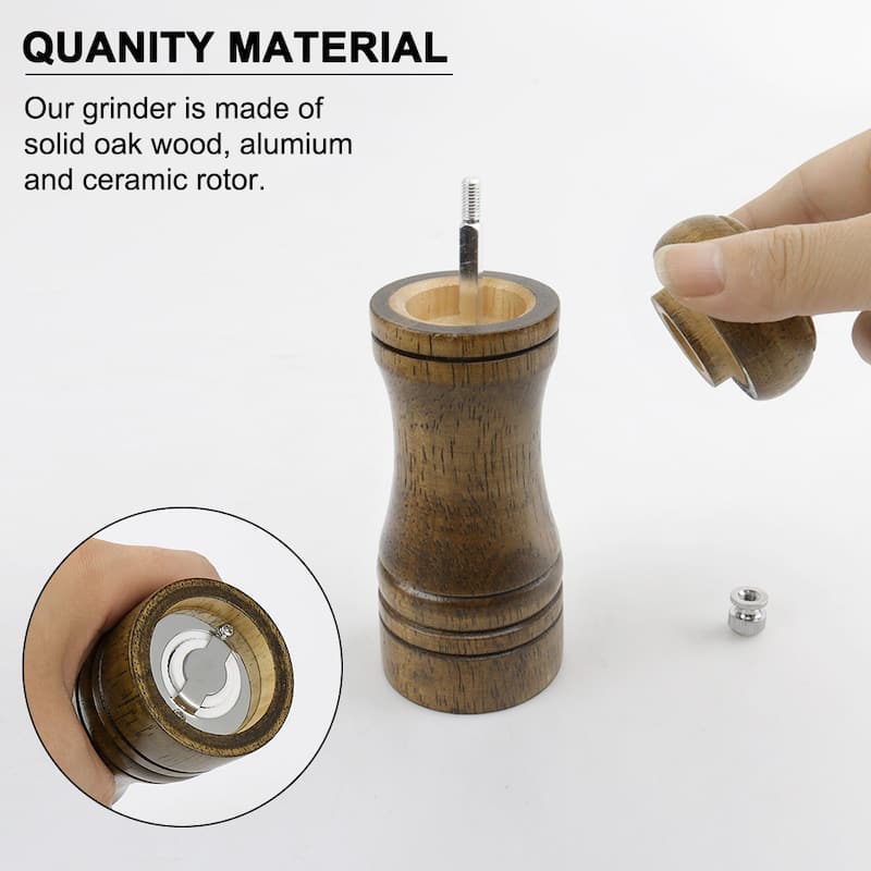Salt and Pepper Grinder Wooden Mills Dispenser w Adjustable Coarseness