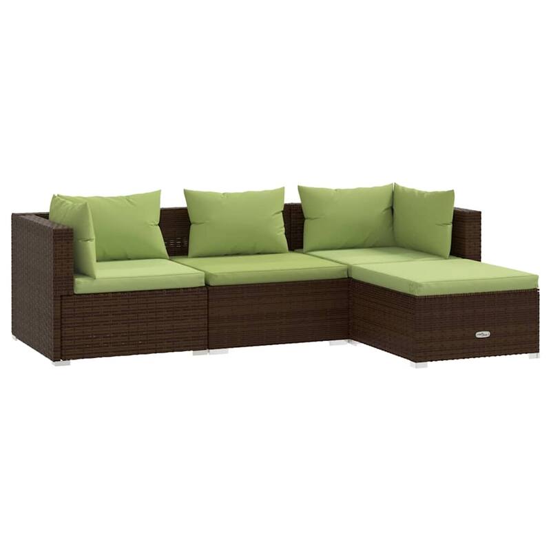 vidaXL Patio Lounge Set Outdoor Sectional Sofa Set Table Garden Poly Rattan - 27.6" x 27.6" x 23.8"