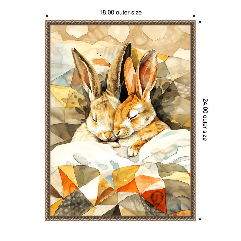 Sleepy Bunny Nap by Justyna Jaszke Framed Canvas Wall Art - 18 x 24 in