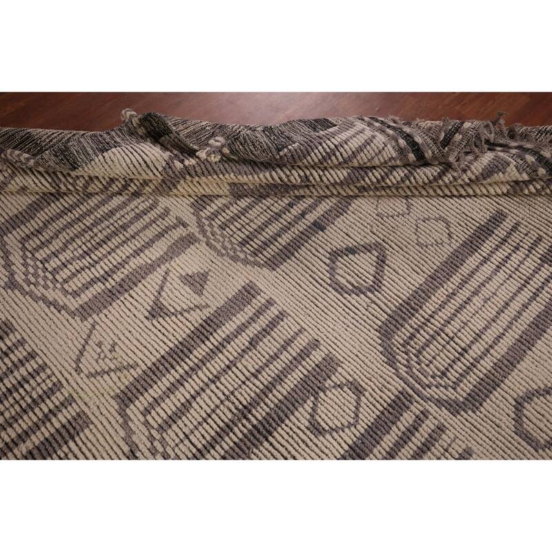 Modern Geometric Moroccan Large Area Rug Hand-Knotted Wool Carpet - 10'0"x 17'11"