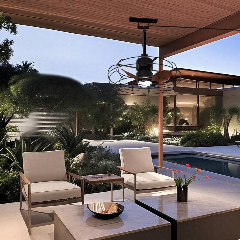 20 in. Outdoor Black Wet Rated Gazebo Ceiling Fan with Light, Hanging Fan for Pergola, Waterproof, Hook Installation