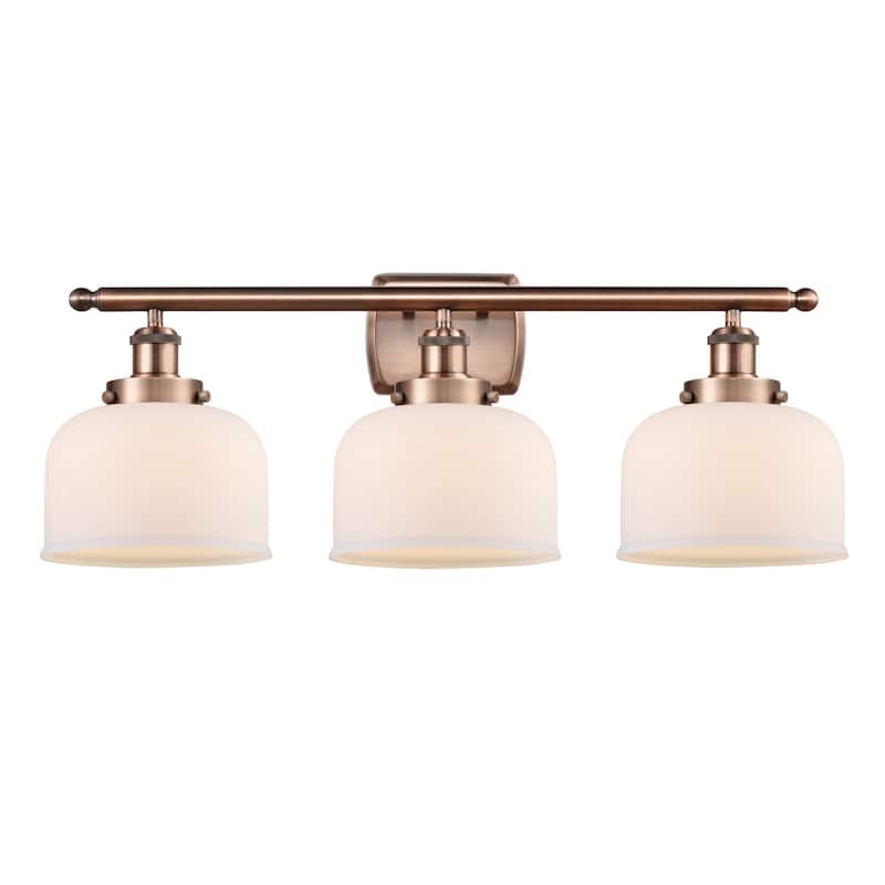 Innovations Lighting 916-3W-13-28 Bell Vanity Bell 3 Light 28" Wide - Antique Copper / Matte White