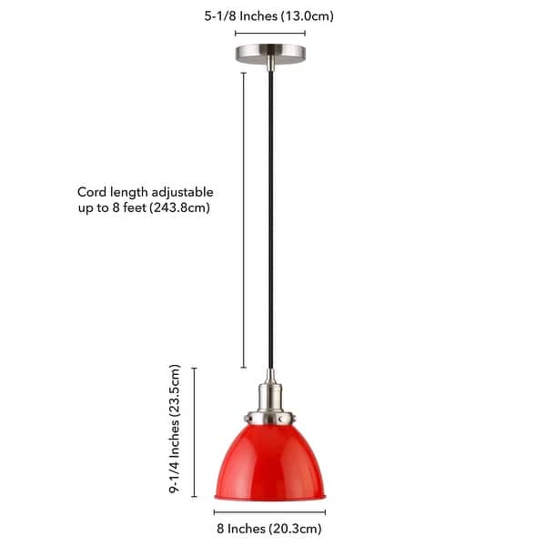 dimension image slide 11 of 12, Madison 8" Wide Pendant with Metal Shade