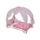 preview thumbnail 6 of 7, Badger Basket Royal Carriage Metal Doll Bed with Canopy, Bedding and LED Lights - Pink/White/Stars - 22.5" x 11.75" x 18.5"