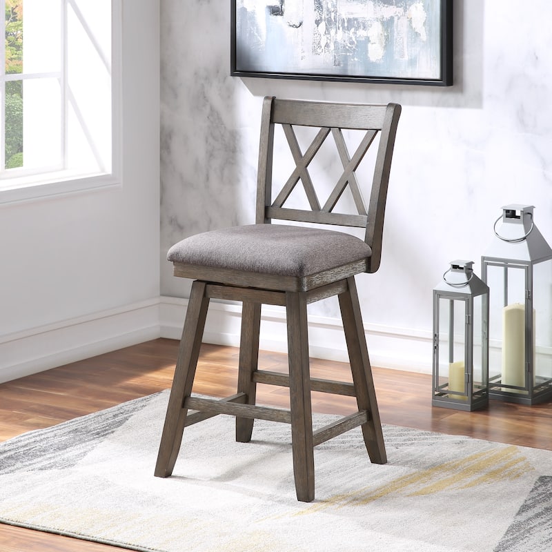 Brookline Wooden Linen Swivel Dining Room Barstool