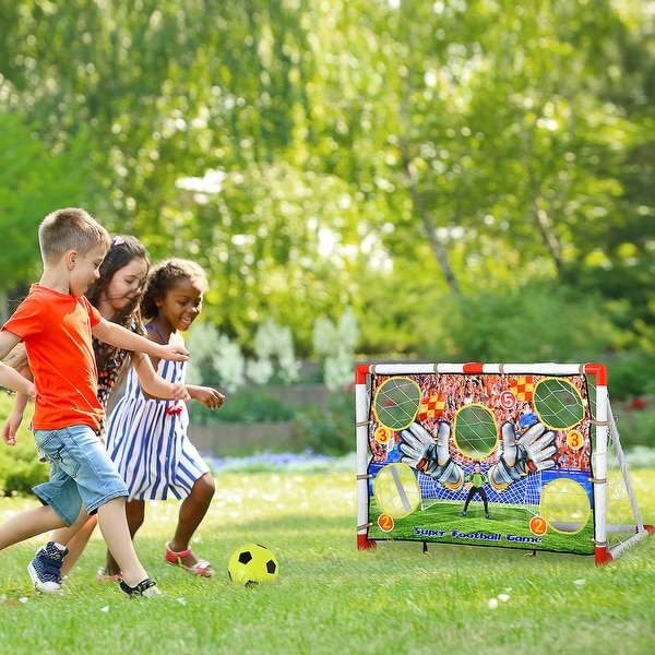 HOMCOM 2 in 1 Portable Soccer Goal for Children for Indoor Backyard Training Practice Sports Easy Fold Up Toy w Target Net Bed Bath Beyond 32272236