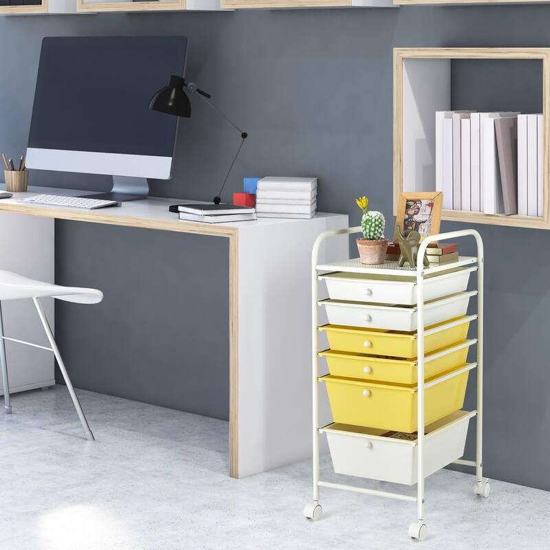 Costway 6 Drawer Rolling Storage Cart Scrapbook Paper Office Organizer - See details