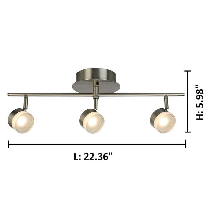 Eglo Newport Hill 3-Light Brushed Nickel LED Semi-Flush Mount Track Lighting with Frosted Acrylic