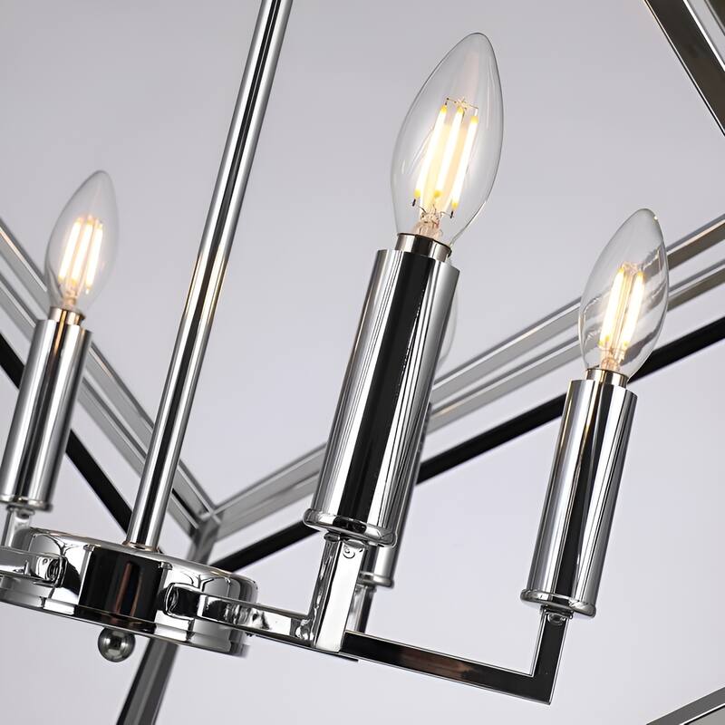 6 Light interlocked Geometric Cube Chandelier Double Touch Finish