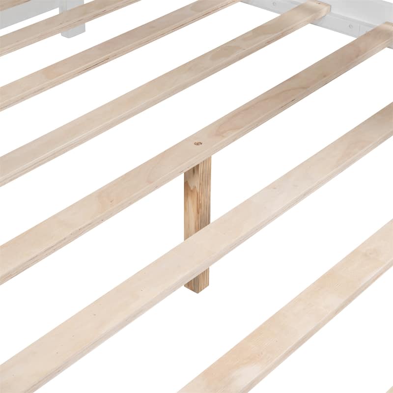 Wooden Full Size House Bed with 2 Drawers and Storage Shelf