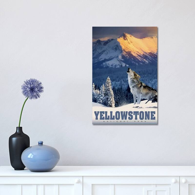 iCanvas "Yellowstone Wolf" by Old Red Truck Canvas Print - 18x12x1.5