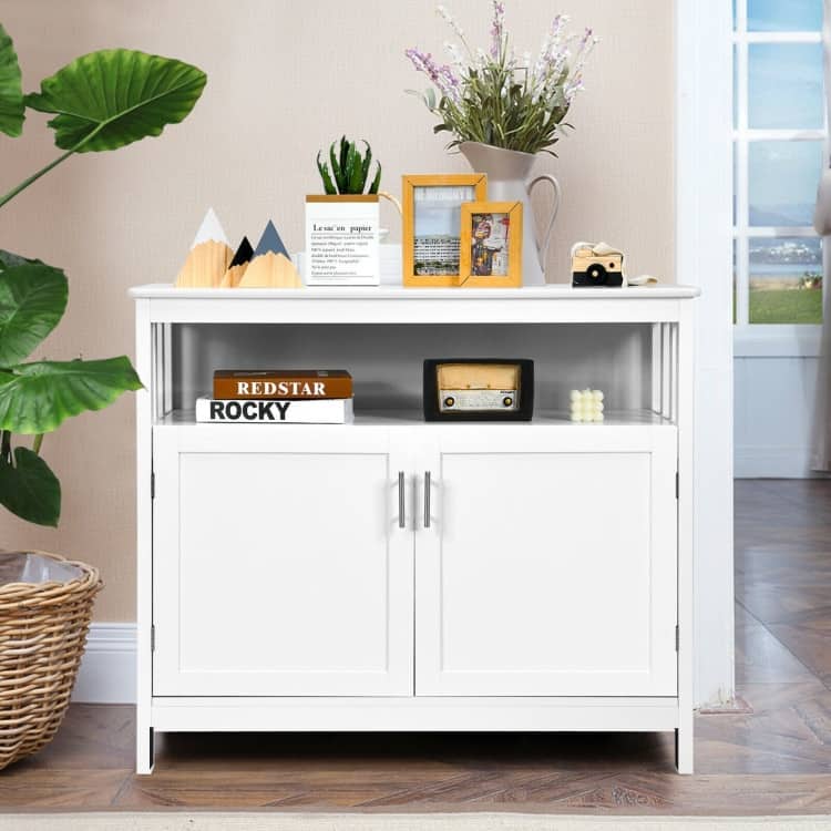 Kitchen Buffet Server Sideboard Storage Cabinet with 2 Doors and Shelf - 40" x 16" x 34" (L x W x H)