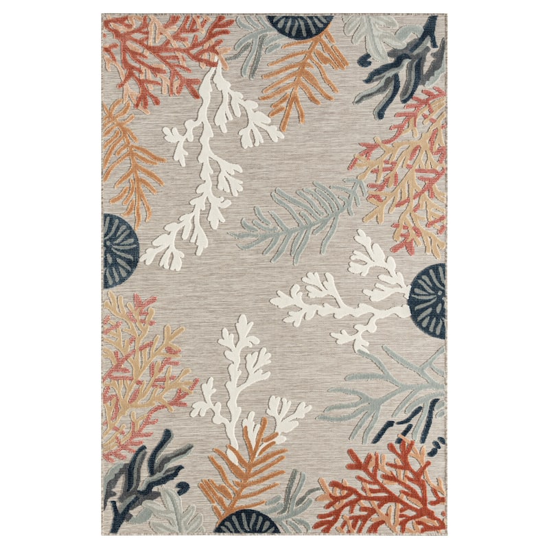 Sevita Vera Coastal Coral Durable Performance Indoor/Outdoor Area Rug - 7'9" x 9'9" - Beige/Multicolor