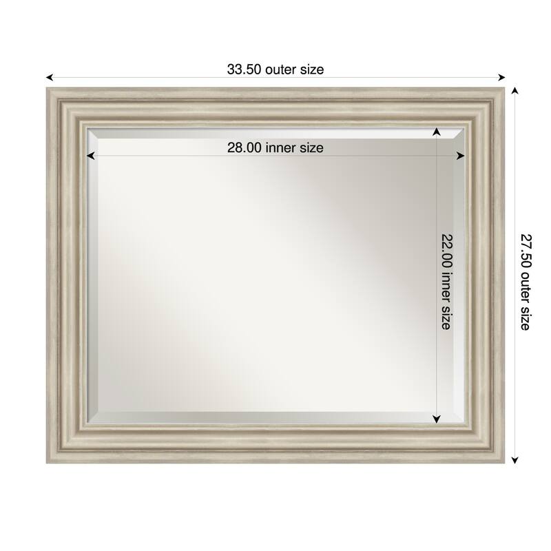 Sierra Beveled Wood Framed Bathroom Vanity Wall Mirror - 34 x 28 in - Sierra Silver