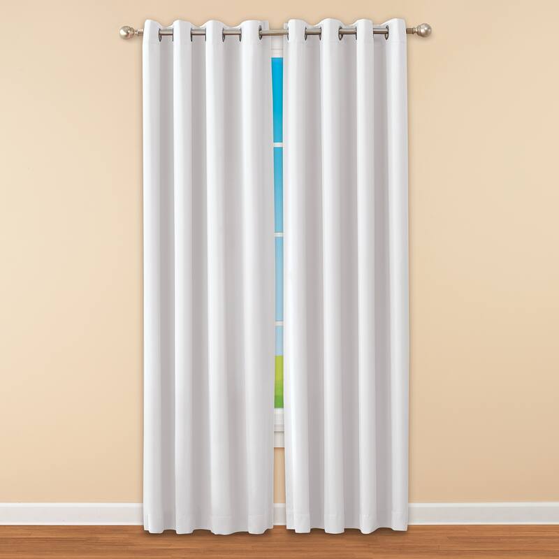 Madison Room Darkening Energy-Saving Curtain Panel - White - 54" x 84" - 84 Inches