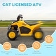 preview thumbnail 4 of 7, Qaba CAT Licensed Kids ATV, 6V Four-Wheeler for Kids, Electric Ride on ATV with Horn, LED Headlights, Yellow