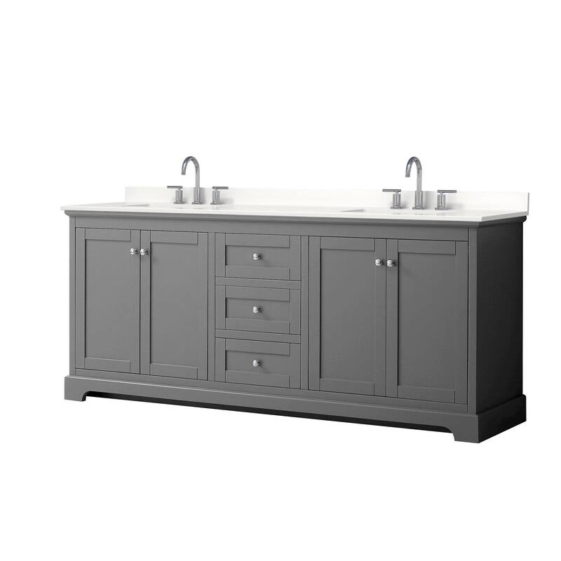 Wyndham Collection WCV232380D-QTZ-US3MXX Avery 80" Free Standing - Dark Gray / White Quartz Top / Polished Chrome