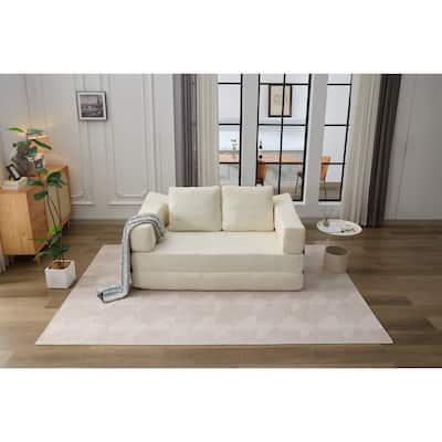 70.87" Modular Convertible Chair Sofa Bed, Chenille Upholstered Floor Couch with Removable Backrest & Side Pockets
