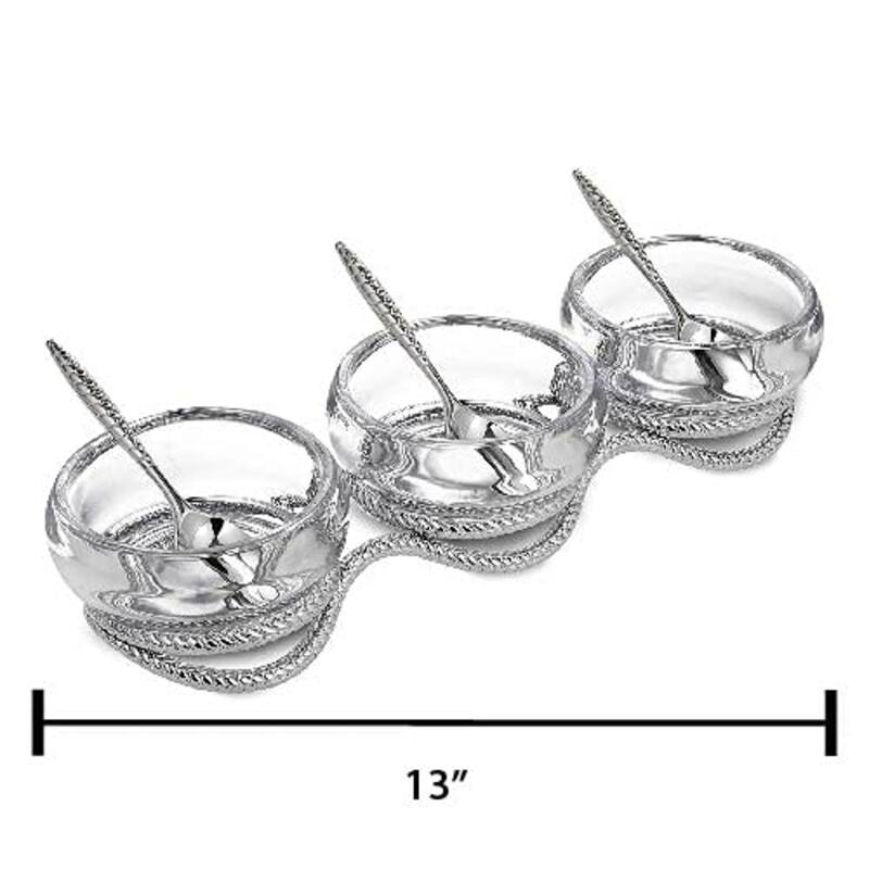 Nambe Braid Triple Condiment Set with Spoons
