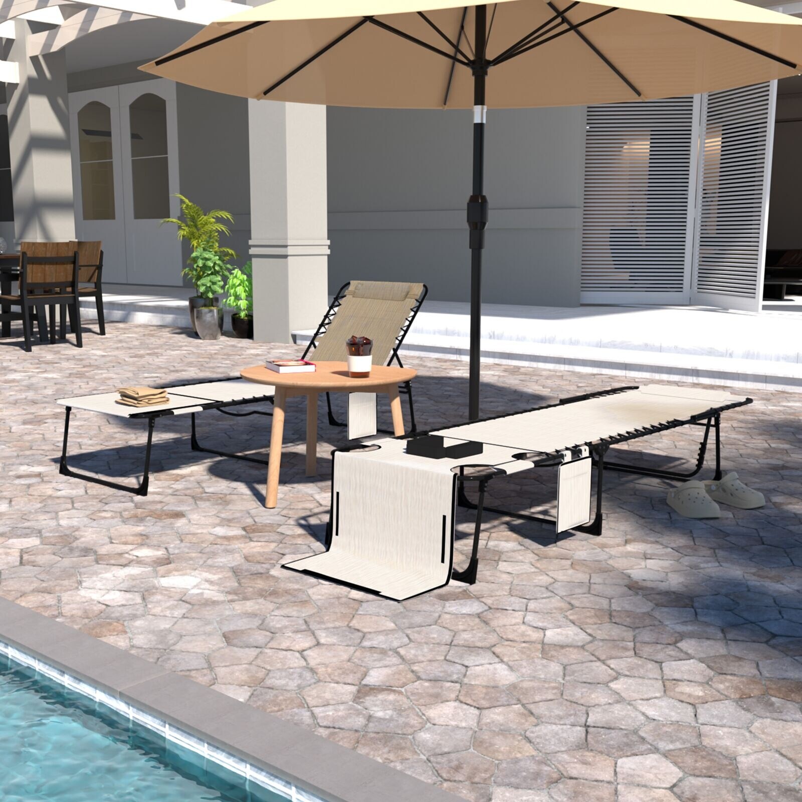 VEIKOUS Outdoor Patio Chaise Lounge for Poolside Tanning and Relaxation-image