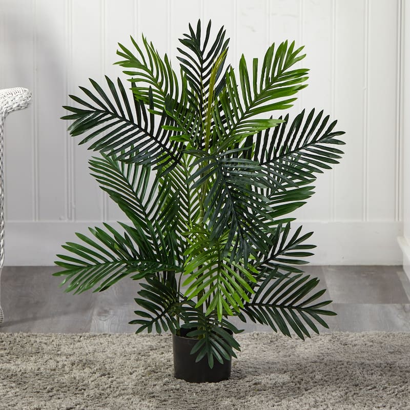 Artificial Palm Tree Indoor - 3ft Lush Green Haven Palm Decor - Tropical Aesthetic for Home Office Living Room - 3ft.