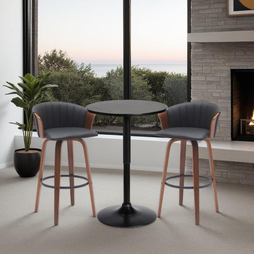 Armen Living Bentley Adjustable Pub Table with Wood Top and Metal Base