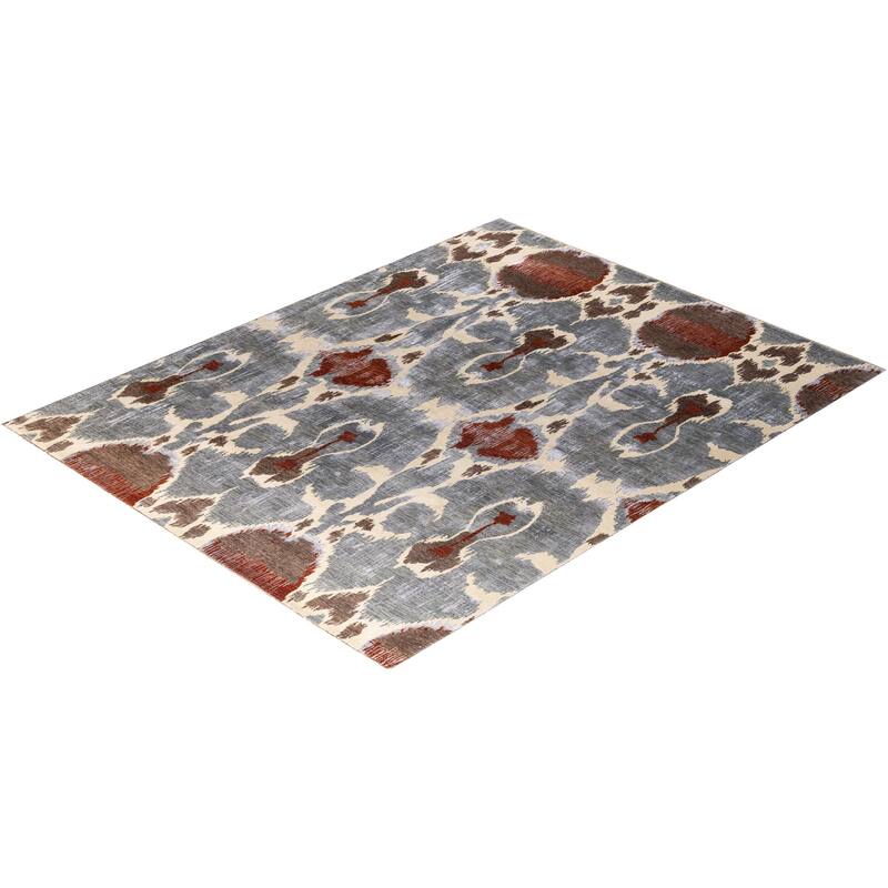 Ikat One-of-a-Kind Hand-Knotted Area Rug - Gray, 8' 3" x 10' 6" - 8' 3" x 10' 6"