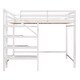 preview thumbnail 14 of 16, Full Size Loft Bed with Built-in Storage Staircase, Side Clothes Hangers and Safety Rail, Solid Wood Slats Support
