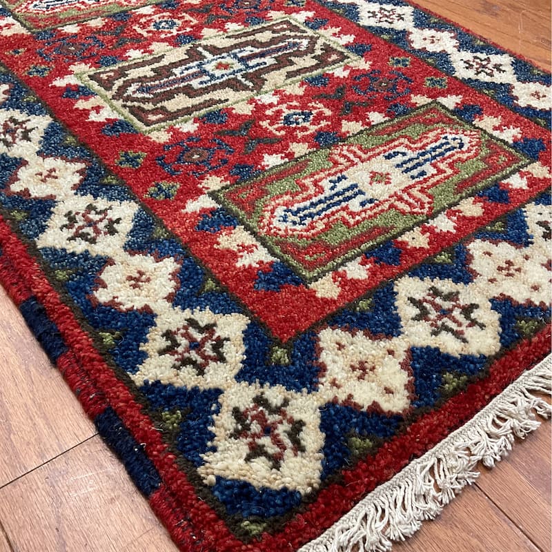 HERAT ORIENTAL Handmade Kazak Wool Rug - 2'2" x 3'9"