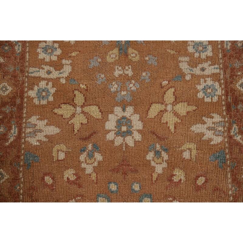 Hand Knotted Oriental 100% Wool Carpet Transitional Floral Brown Oushak Area Rug - 4' 0'' X 2' 1''