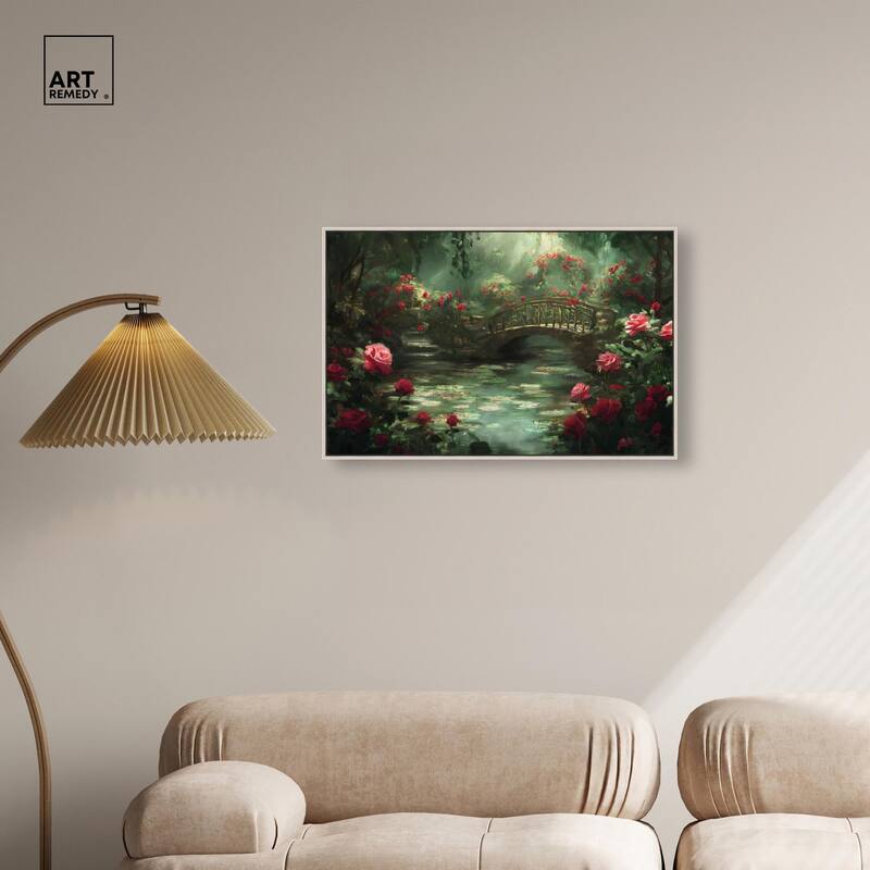 Rose Garden Bridge Canvas by Art Remedy