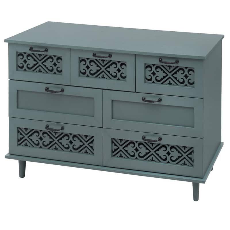 American Style Wood Sideboard Buffet Cabinet with 7 Storage Drawers