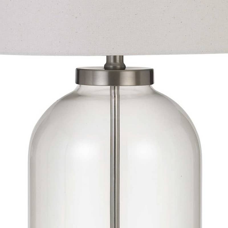 150 Watt Metal and Glass Base Table Lamp, Silver and Clear