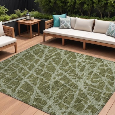 Allie Unique Abstract Weather Resistant Timeless Fusion Outdoor Rug
