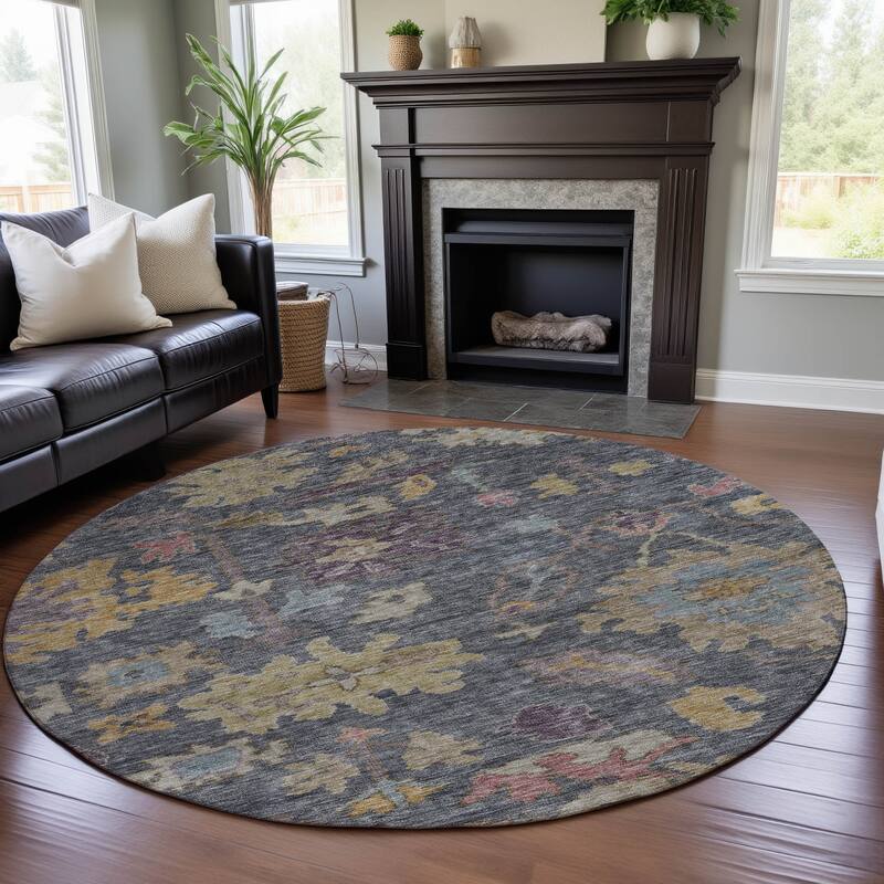 Premium Washable Super Soft Vintage Traditional Mayfield Rug - Blue - 8' x 8'