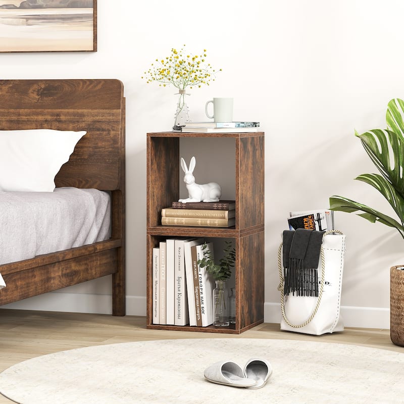 Gymax Set of 4 Stackable Storage Cube Free-standing Storage Organizer