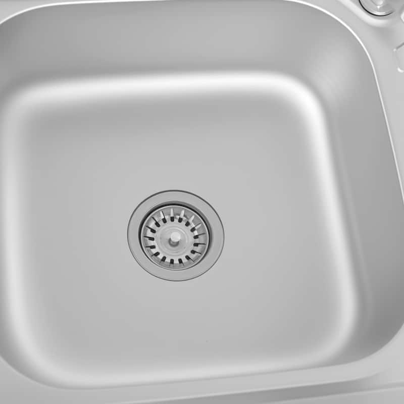 39.4" Outdoor Kitchen Island with Sink, Outdoor Kitchen Cabinet with Back Splash & 4 Wheels for Pizza Prep