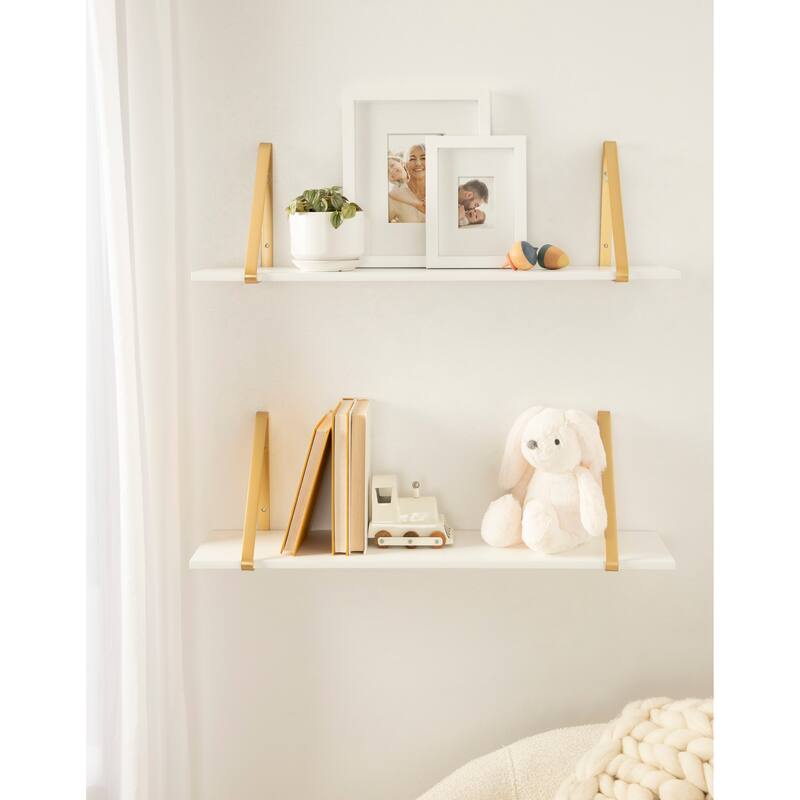 Kate and Laurel Soloman Wood 2 Piece Shelves with Metal Brackets