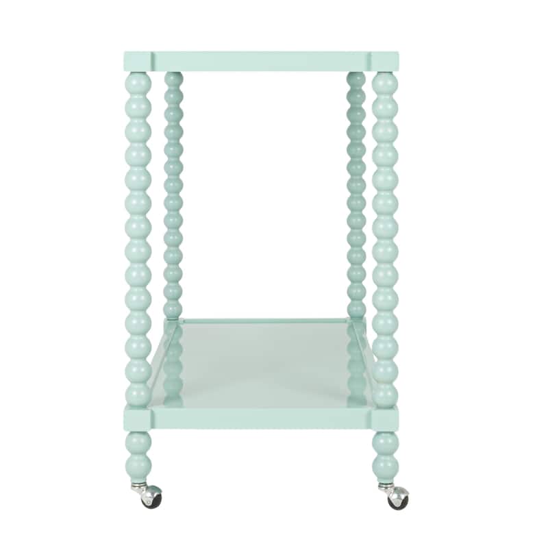 Rubberwood 2-Tier Bar Cart on Wheels