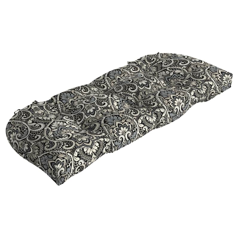 ARDEN Outdoor 18 x 41.5 in. Wicker Settee - 18 in L x 41.5 in W x 5 in H - Black Aurora Damask
