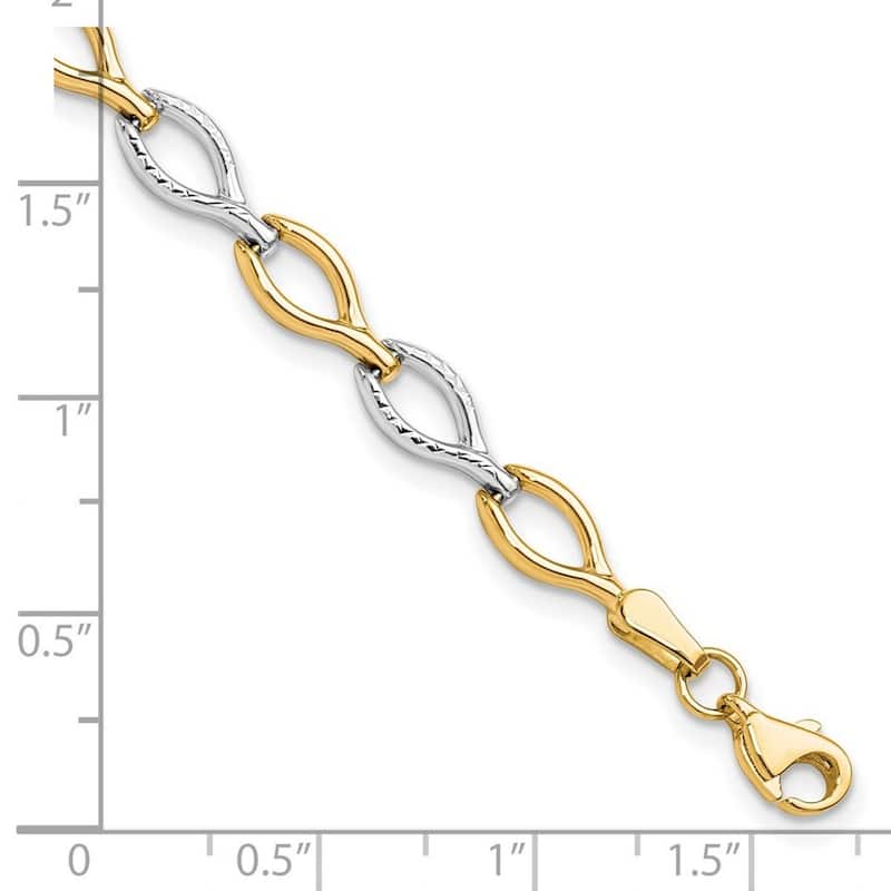 Curata 10k Two tone Gold 5.5mm Polished Sparkle Cut Horseshoe Bracelet 7.5 Inch