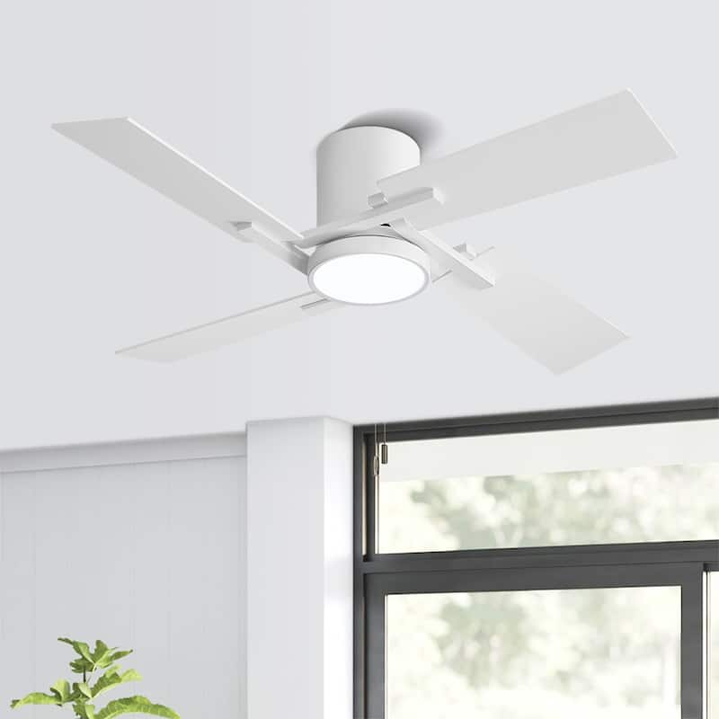 48Inch 4 Two-color Fan Blades Dc Motor Indoor Ceiling Fan With Light Kit And Remote