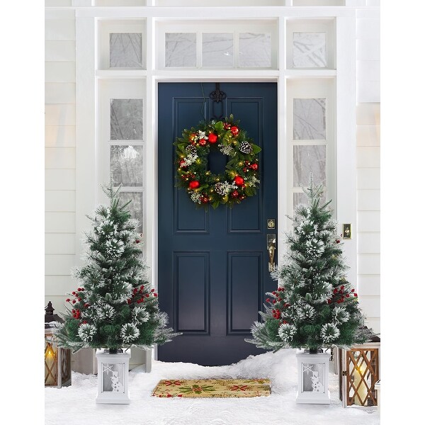 Small flocked christmas tree with lights on sale