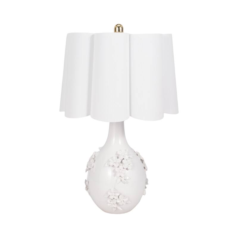 Sagebrook Home Cream Ceramic 25-inch Floral Applique Table Lamp Elegance - 16" x 16" x 25"