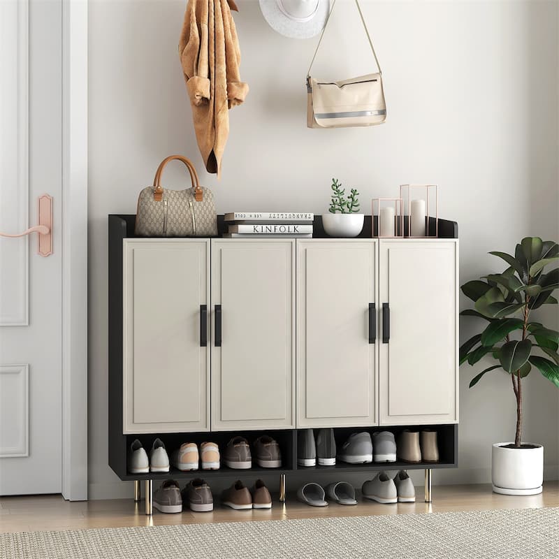 Sideboard,Shoe Cabinet w/4 Doors Large Shoe Storage Organizer Cabinet