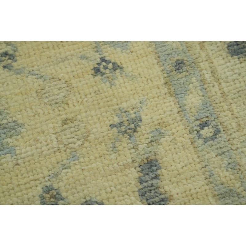Vegetable Dye Floral Oushak Turkish Runner Rug, Floral Geometric - 9' 9'' X 2' 11''