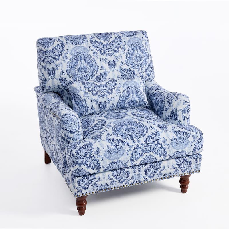 Mid Century Chenille Upholstered Accent Chair with Nailhead Trim