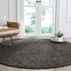 preview thumbnail 74 of 121, SAFAVIEH Athens Shag Ilaha 1.5-inch Thick Rug 6'7" Round - Dark Grey - Round