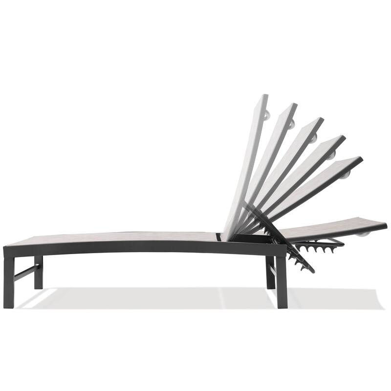 VredHom Outdoor Aluminum Adjustable Chaise Lounge Chairs (Set of 2) - 60.4 in L * 24.6 in W * 16.1/40.8 in H