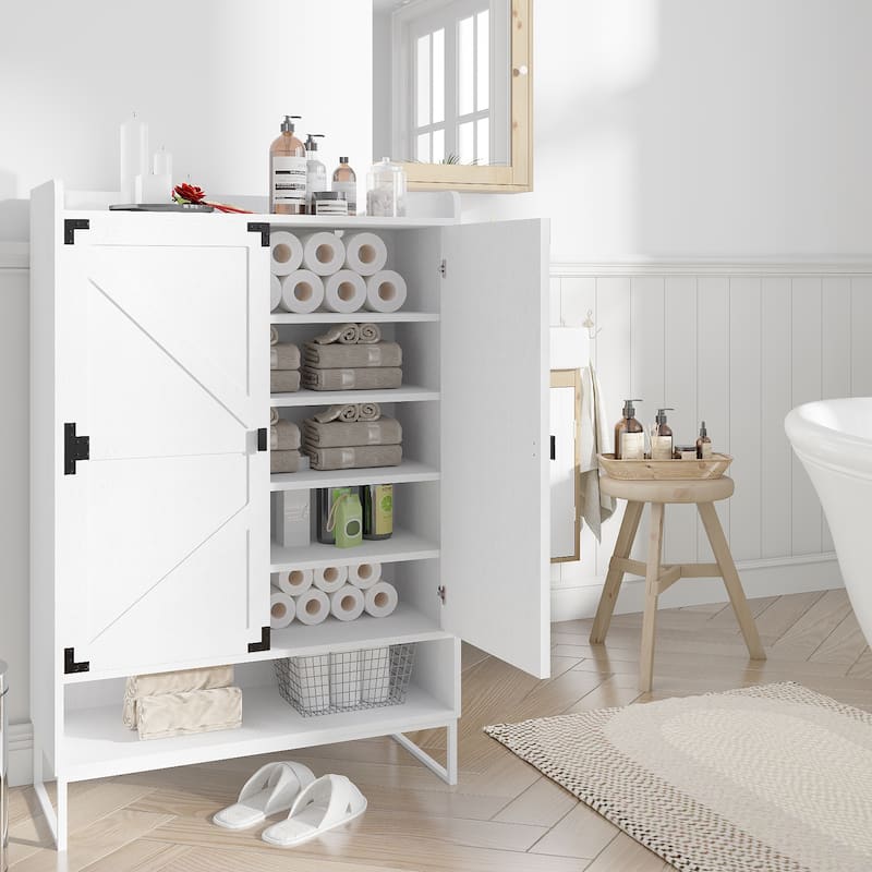 Wooden 6-Tier Shoe Rack Cabinet with Adjustable Shelves